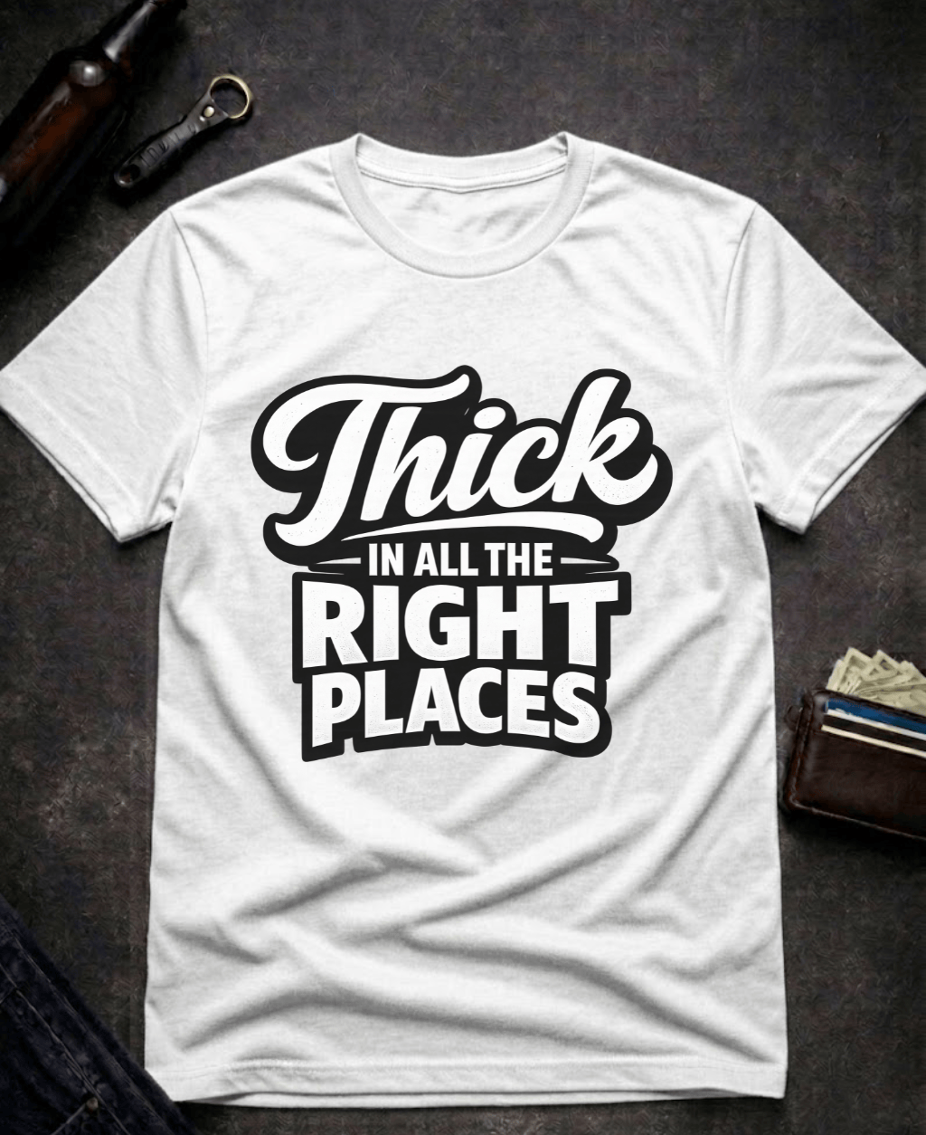 T-Shirt White / S Thick In All The Right Places Funny T-Shirt Epic Evolution Creations